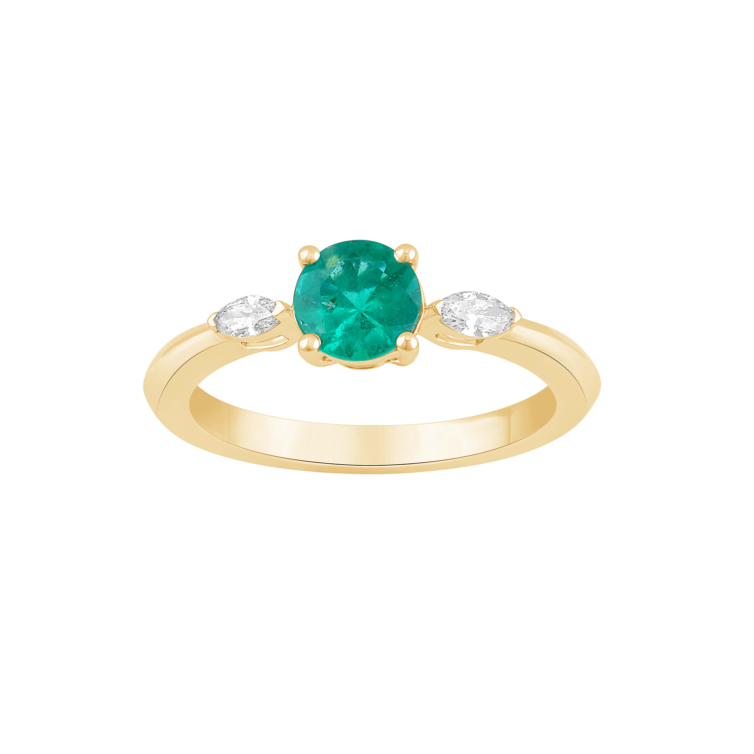 Sabel Collection Yellow Gold Emerald and Marquise Diamond Ring